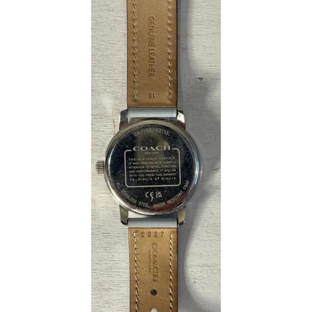 Coach Grand Watch With 36mm Silver Face & Blue Tone Leather Band 14503973 - Picture 3 of 3